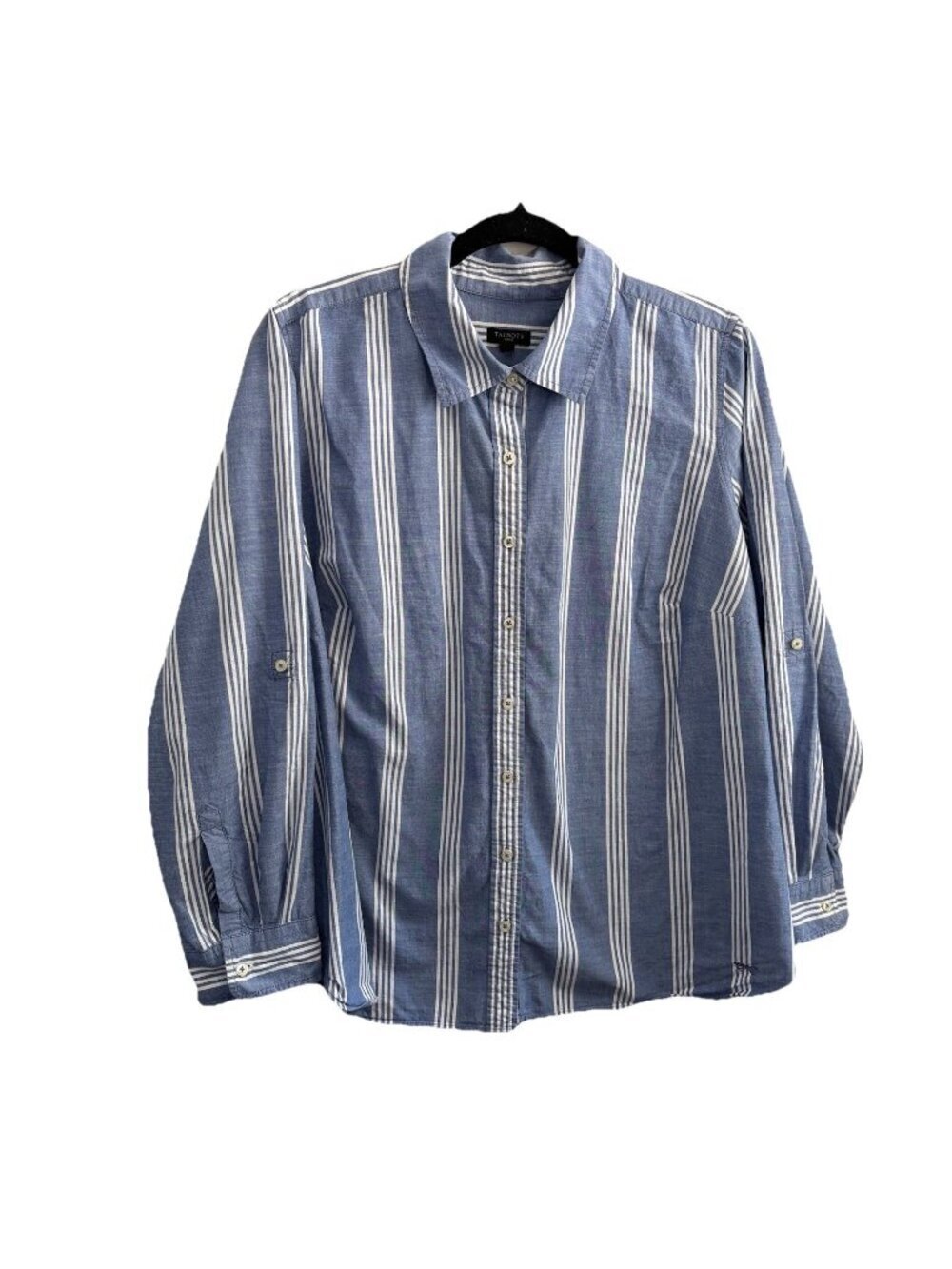Talbots Blue And White Striped Button Down Shirt Nautical Old Money Preppy Sz16W